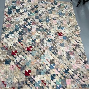Antique 1930s blue beige cutter Quilt